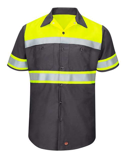 Men's Hi-Visibility Colorblock Ripstop Short Sleeve Work Shirt