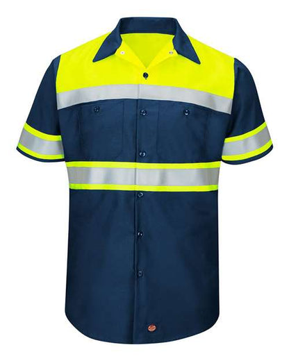 Men's Tall Hi-Visibility Colorblock Ripstop Short Sleeve Work Shirt