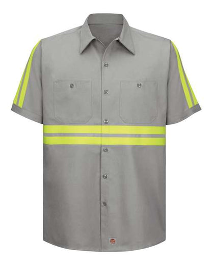Men's Tall Enhanced Visibility Short Sleeve Cotton Work Shirt