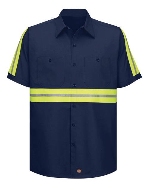 Men's Tall Enhanced Visibility Short Sleeve Cotton Work Shirt
