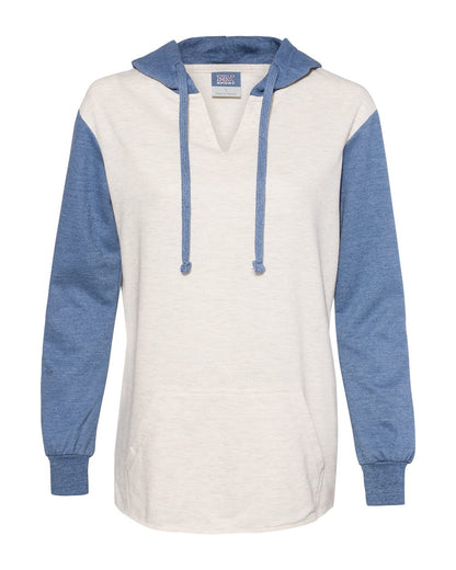 MV Sport Women’s French Terry Hooded Pullover with Colorblocked Sleeves - W20145