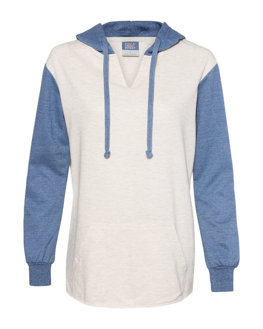 MV Sport Women’s French Terry Hooded Pullover with Colorblocked Sleeves - W20145