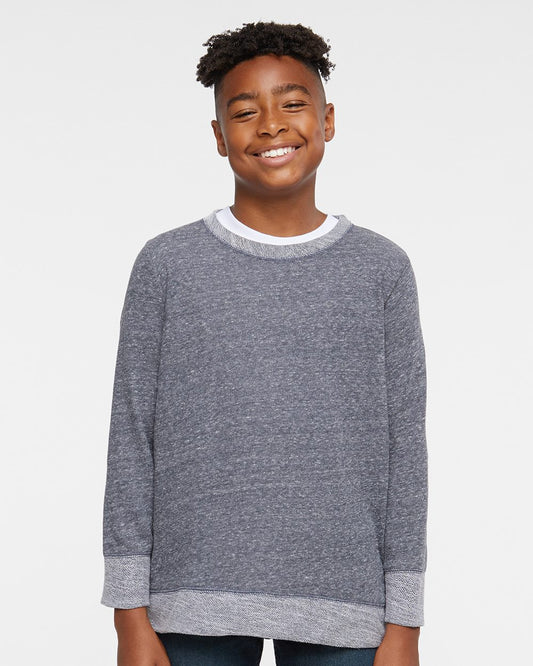 LAT Youth Harborside Mélange French Terry Long Sleeve with Elbow Patches - 2279