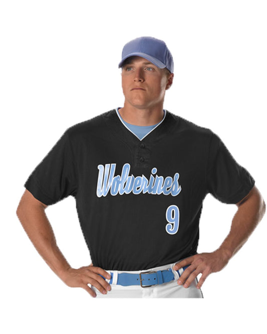 Alleson Athletic Two Button Mesh Baseball Jersey With Piping - 52MTHJ
