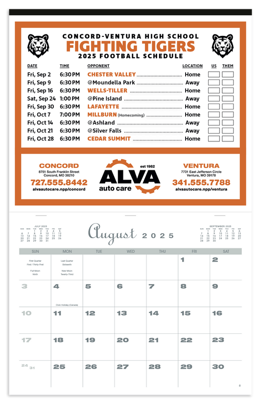 Skinner  Kennedy Sports Schedule Calendar-800-E