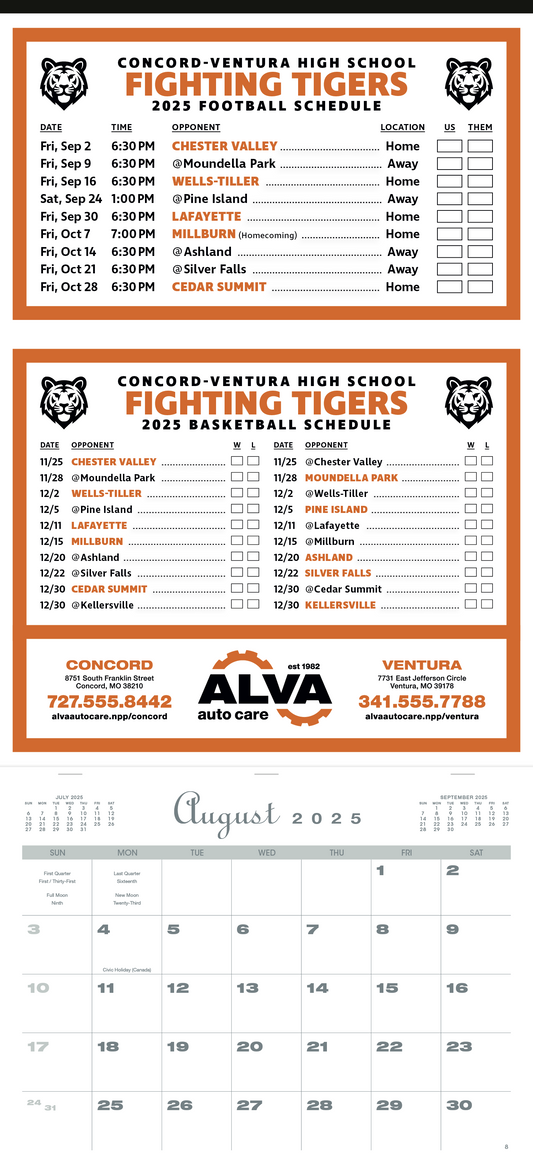 Skinner  Kennedy Sports Schedule Calendar-805-E