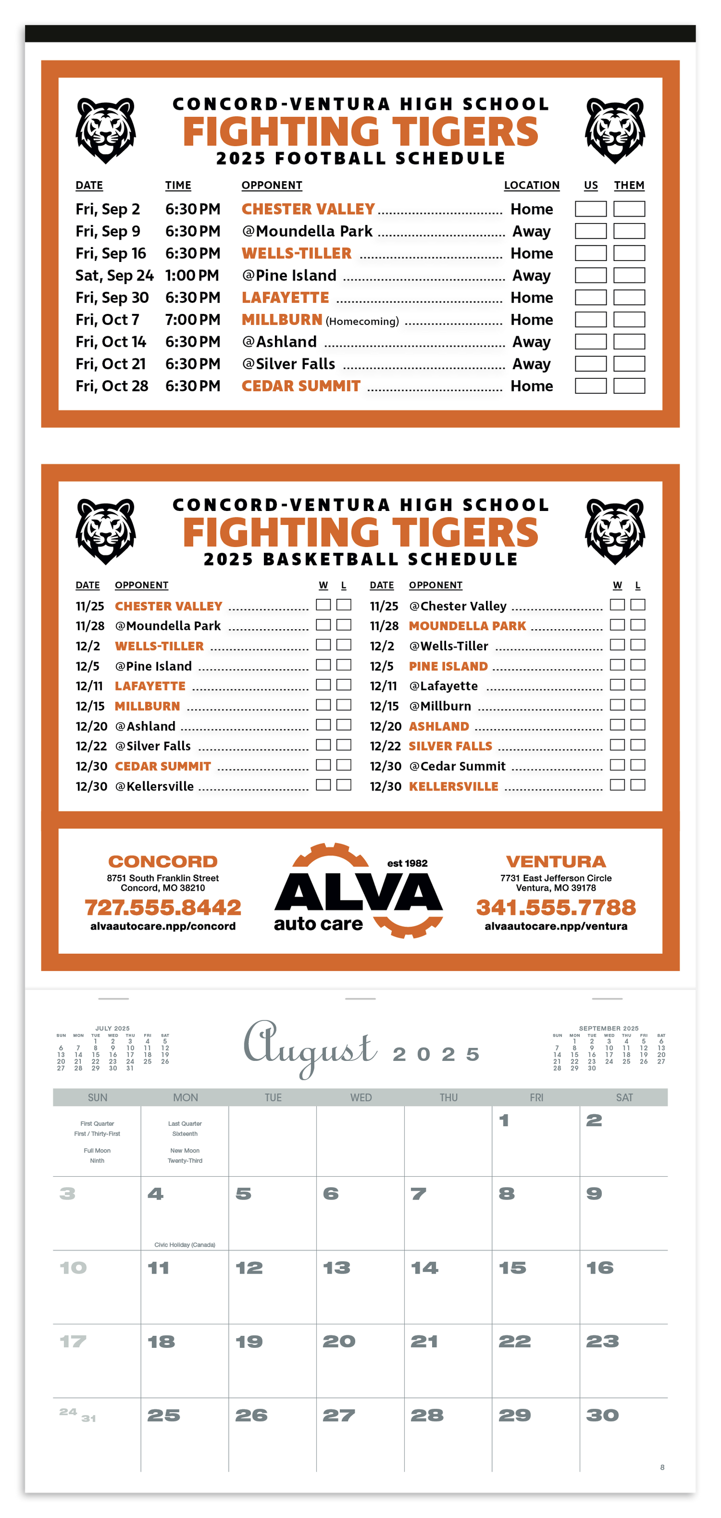 Skinner  Kennedy Sports Schedule Calendar-805-E