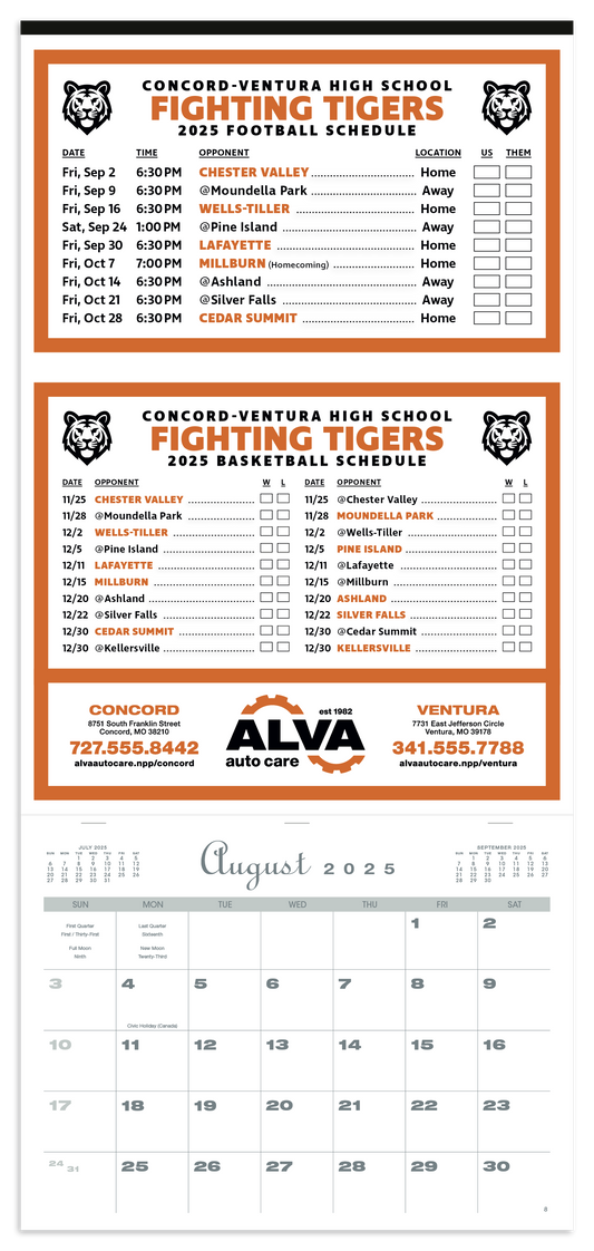 Skinner  Kennedy Sports Schedule Calendar-805-E