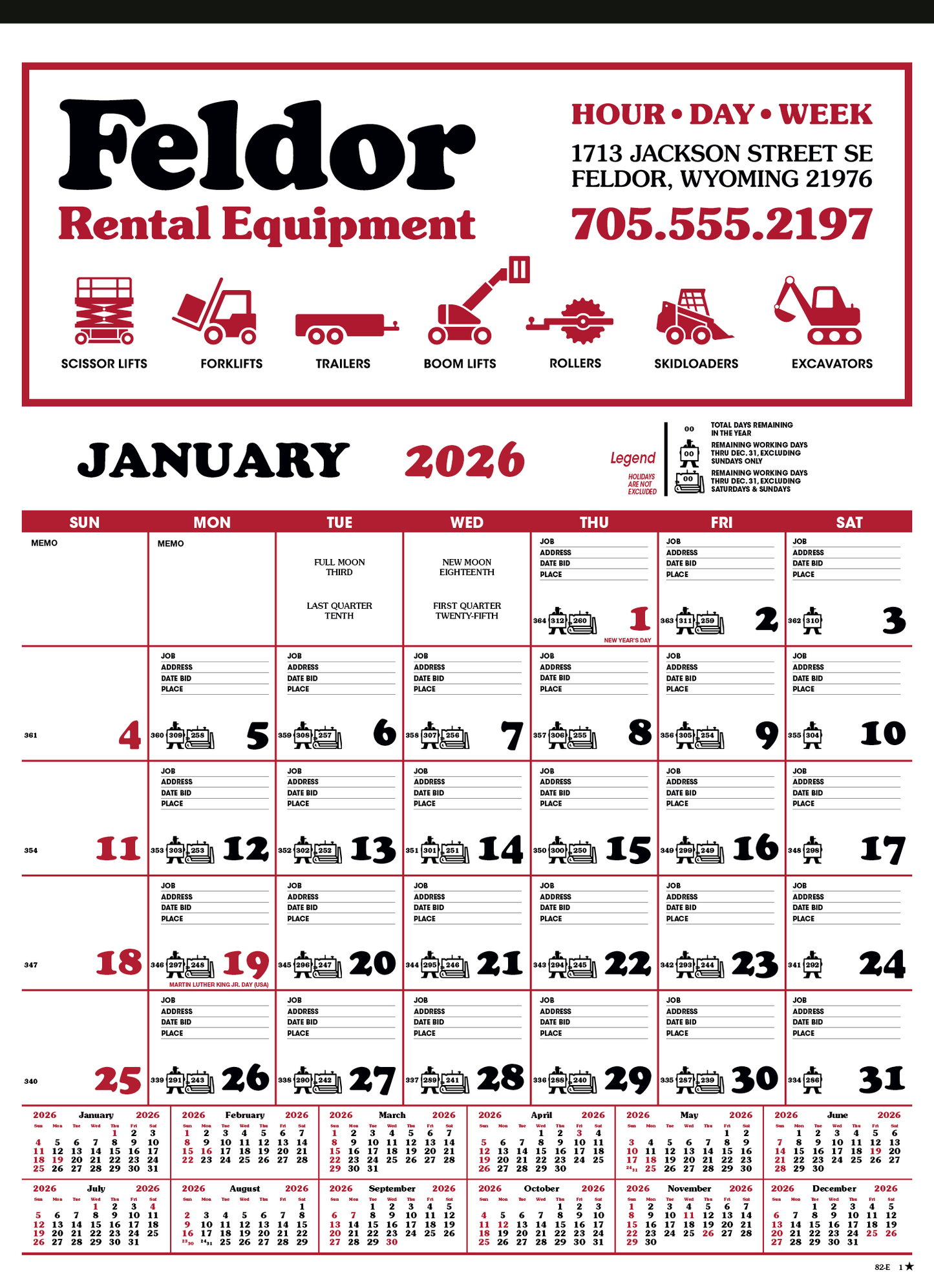 Skinner  Kennedy Contractors 12Sheet Calendar-82-E