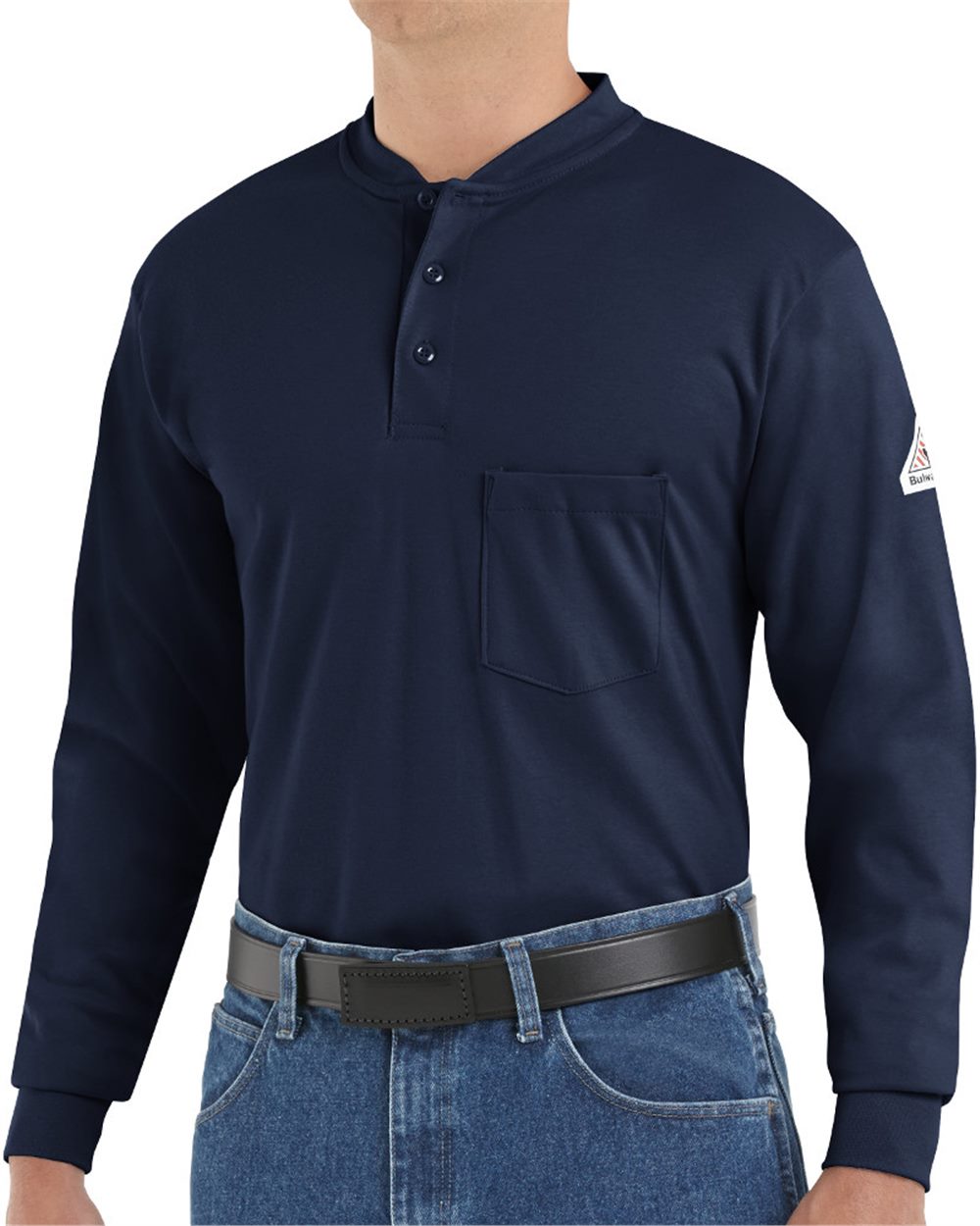 Bulwark Long Sleeve Tagless Henley Shirt - Tall Sizes - SEL2T