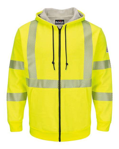 Men's Hi-Visibility Zip-Front Hooded Fleece Sweatshirt with Waffle Lining
