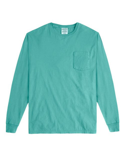 Unisex Garment-Dyed Long Sleeve T-Shirt With a Pocket