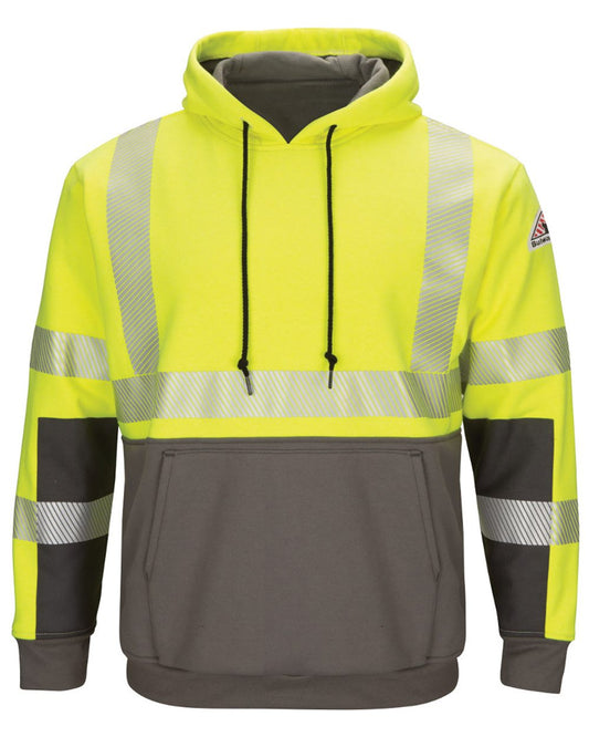 Bulwark Hi-Visibility Color-Blocked Pullover Hooded Fleece Sweatshirt - SMB4