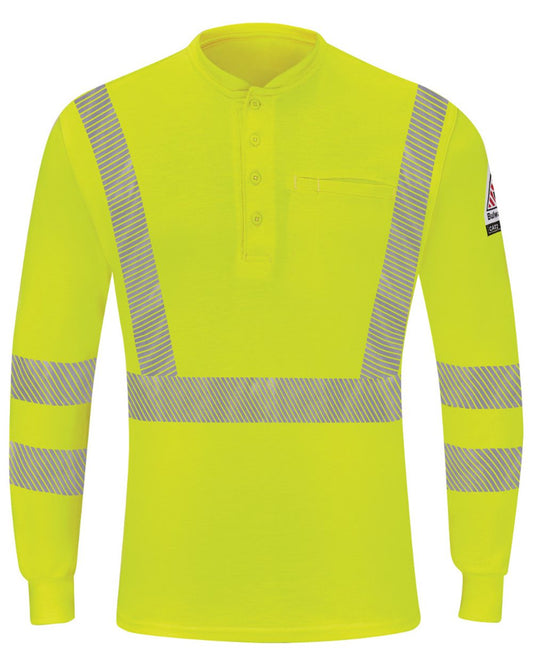 Bulwark Hi-Visibility Lightweight Long Sleeve Henley - SML4