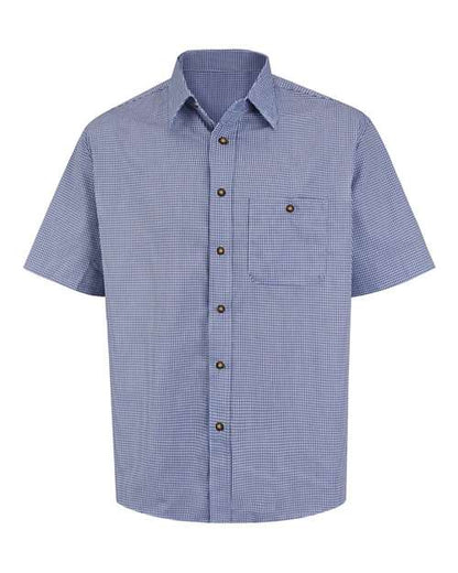 Men's Tall Mini-Plaid Uniform Short Sleeve Shirt