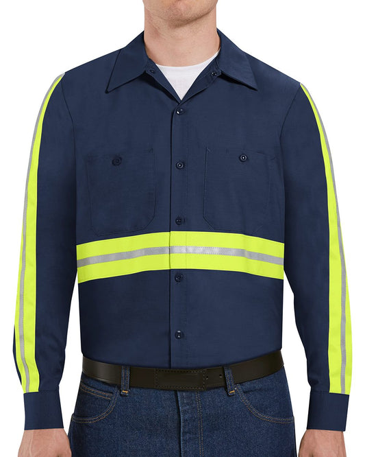 Red Kap Industrial Enhanced-Visibility Long Sleeve Work Shirt - Tall Sizes - SP14ET