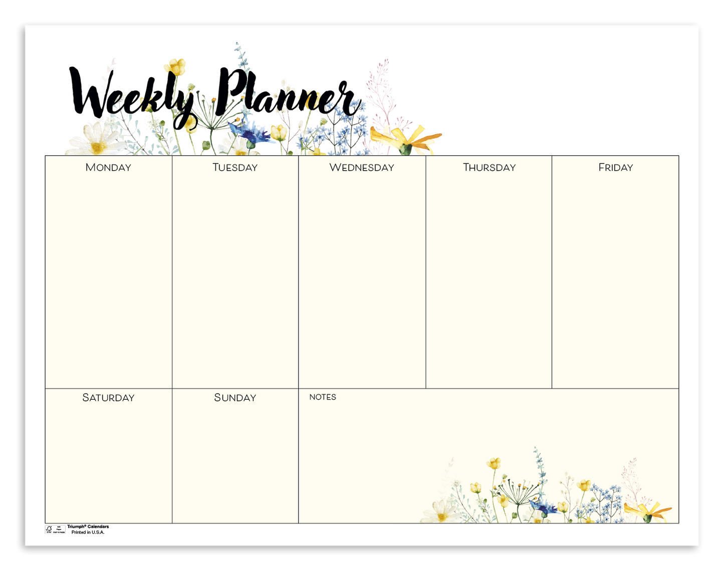 Triumph Calendars Small Weekly Desk Pad  Floral-8971