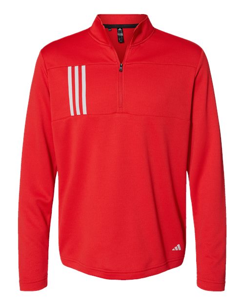 Men's 3-Stripes Double-Knit Quarter-Zip Pullover