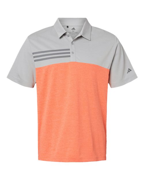 Men's Heathered Colorblocked 3-Stripes Polo