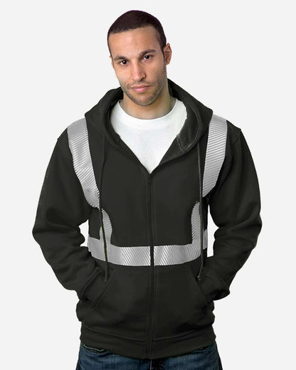 USA-Made Hi-Visibility Full-Zip Hooded Sweatshirt - Segmented Tape