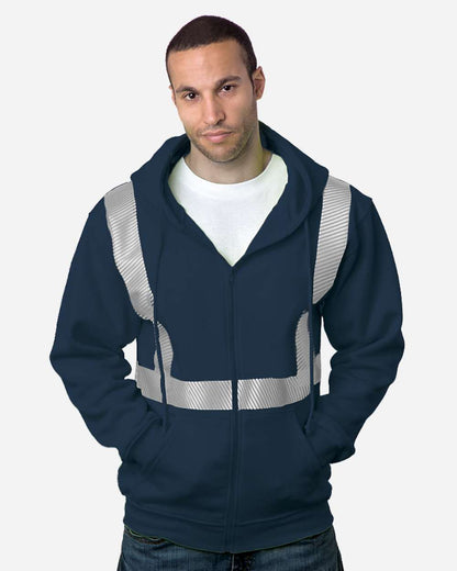 USA-Made Hi-Visibility Full-Zip Hooded Sweatshirt - Segmented Tape