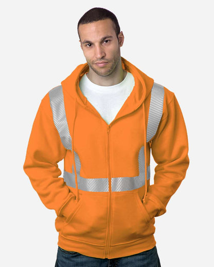 USA-Made Hi-Visibility Full-Zip Hooded Sweatshirt - Segmented Tape