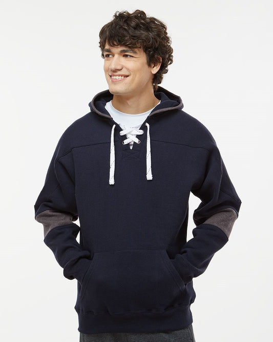 J. America Sport Lace Colorblocked Fleece Hooded Sweatshirt - 8832