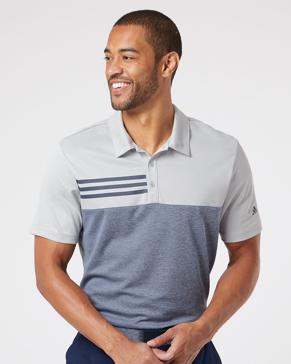Adidas Heathered Colorblocked 3-Stripes Polo - A508