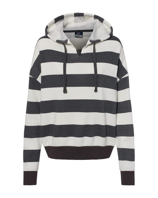 MV Sport Women's Striped Fleece Boxy Hooded Sweatshirt - W21721