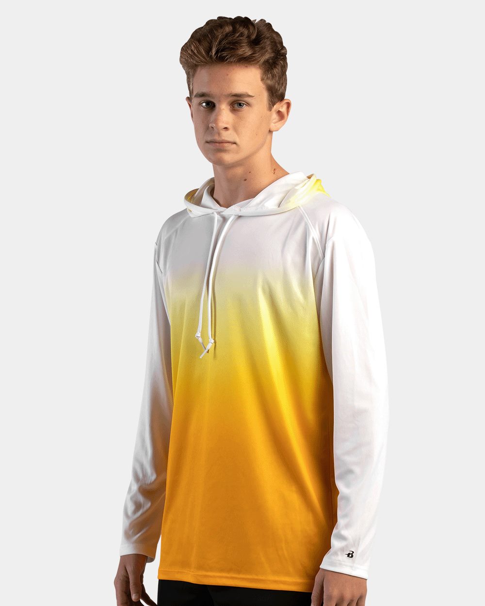 Badger Ombre Long Sleeve Hooded T-Shirt - 4205