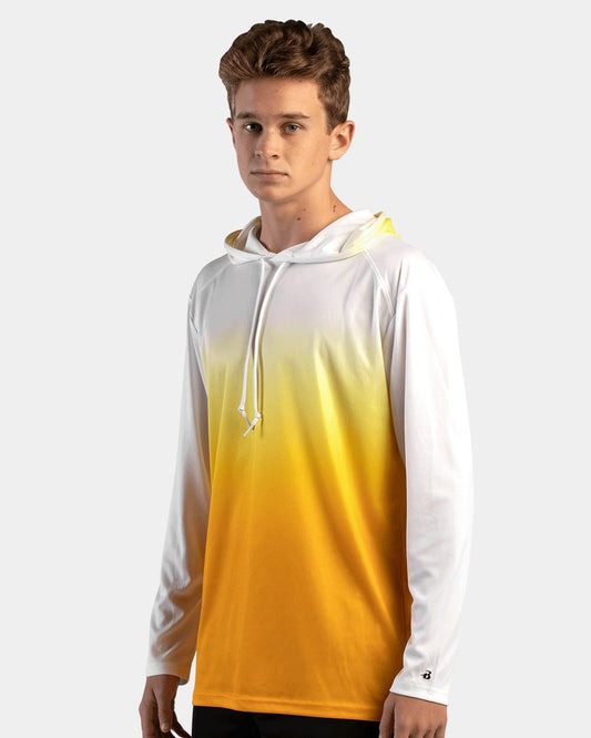 Badger Ombre Long Sleeve Hooded T-Shirt - 4205