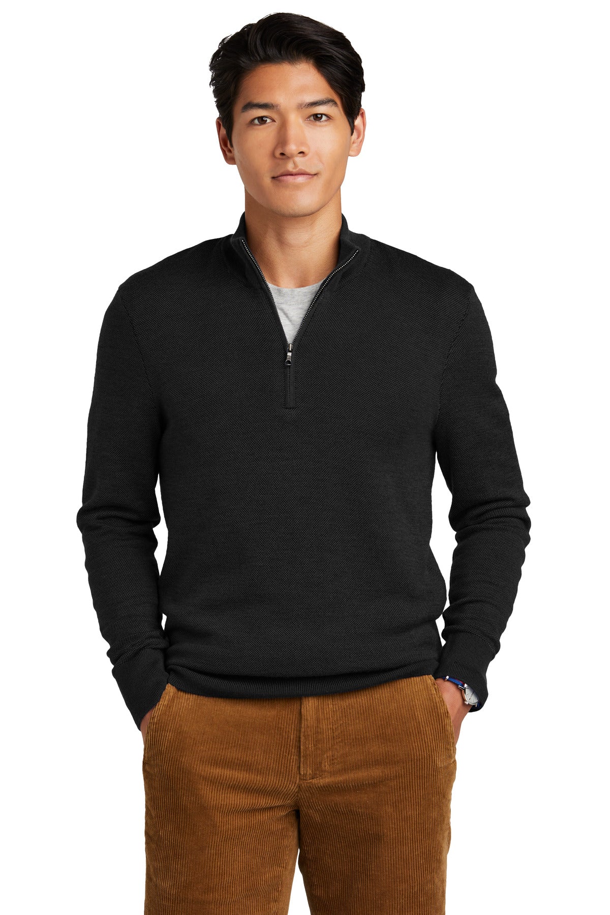 Brooks Brothers? Washable Merino Birdseye 1/4-Zip Sweat