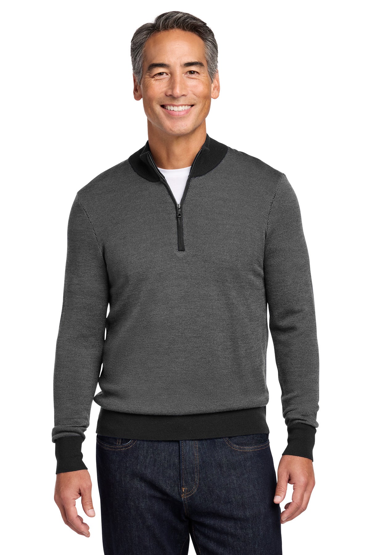 Brooks Brothers® Washable Merino Birdseye 1/4-Zip Sweater