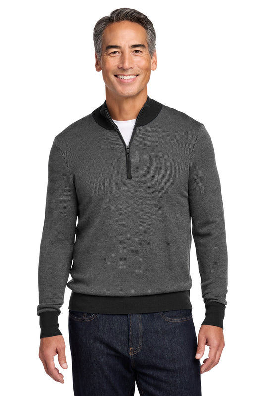 Brooks Brothers® Washable Merino Birdseye 1/4-Zip Sweater