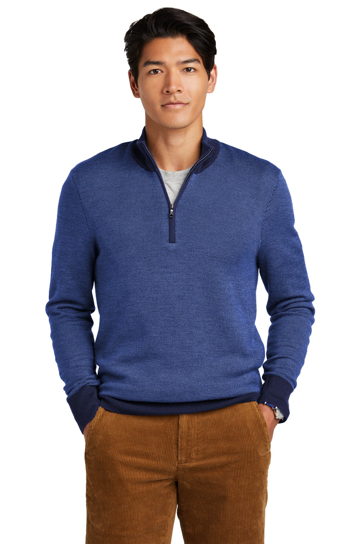 Brooks Brothers? Washable Merino Birdseye 1/4-Zip Sweat