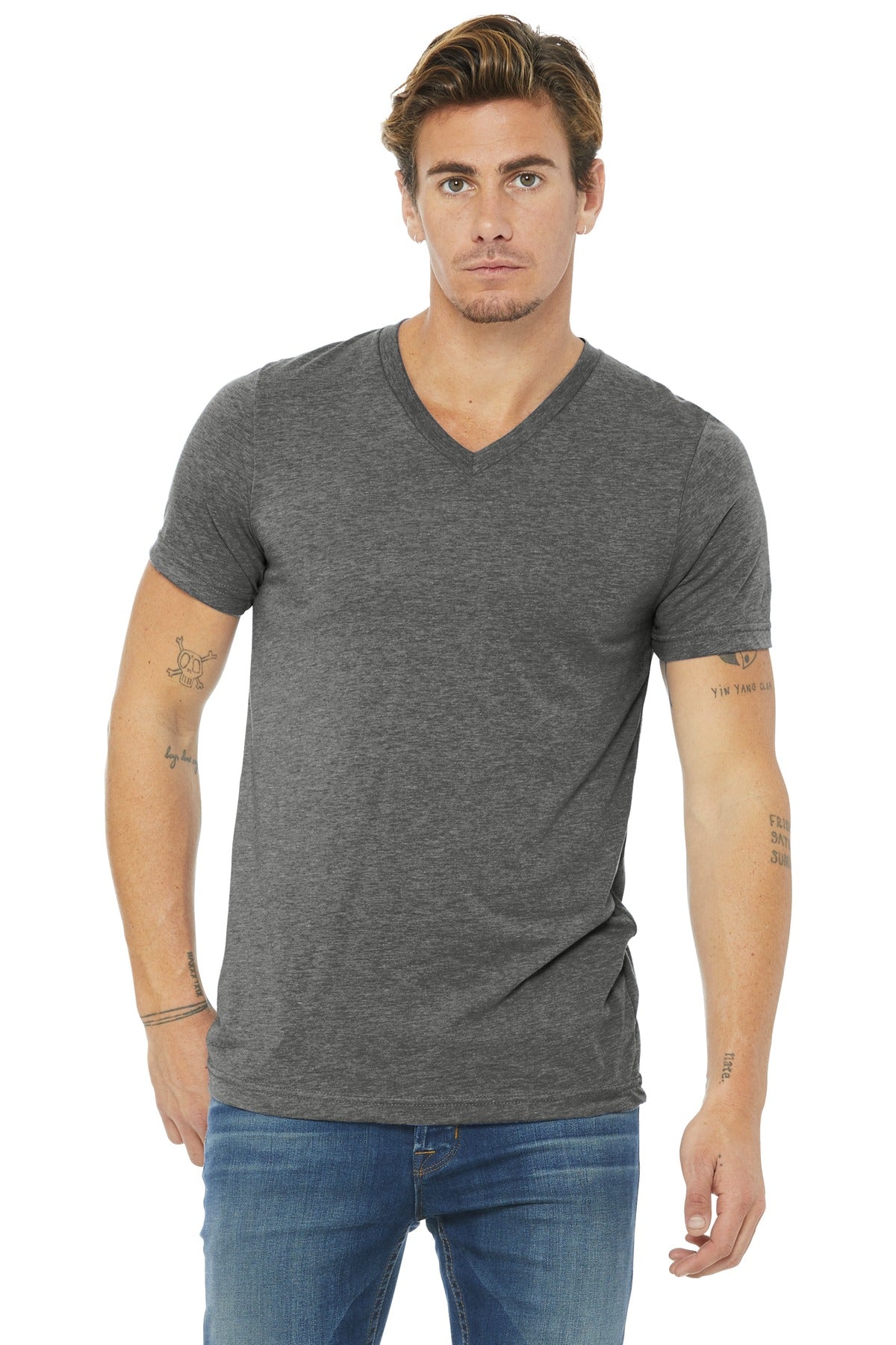BELLA+CANVAS ? Unisex Triblend Short Sleeve V-Neck Te.
