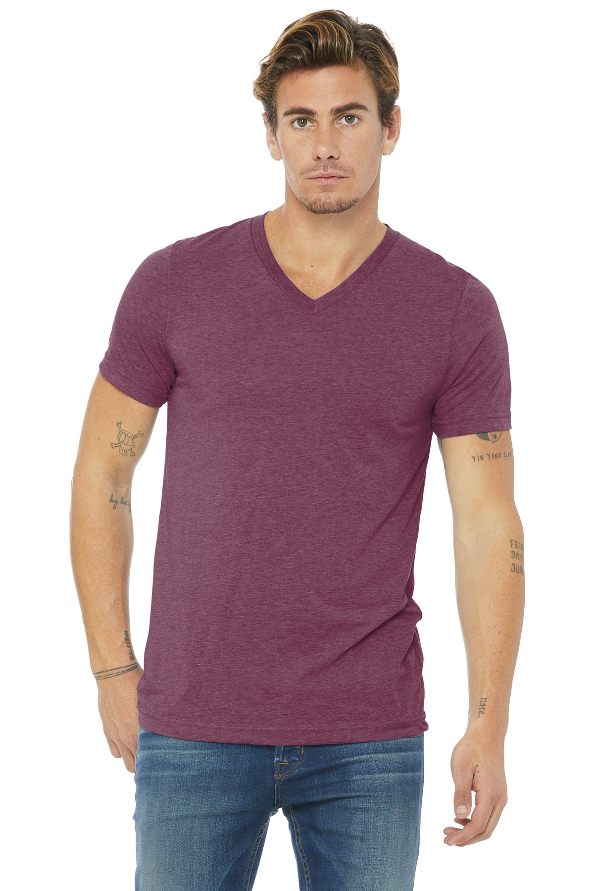BELLA+CANVAS ? Unisex Triblend Short Sleeve V-Neck Te.