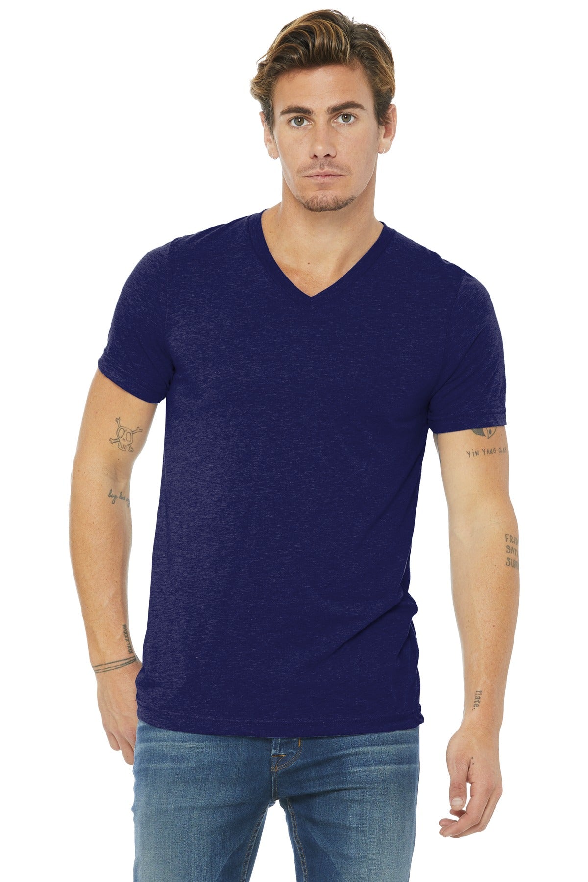 BELLA+CANVAS ? Unisex Triblend Short Sleeve V-Neck Te.