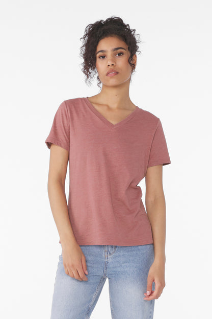 BELLA+CANVAS® Women's Relaxed Heather CVC V-Neck Tee