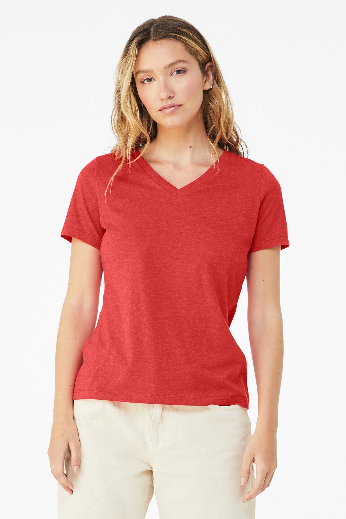BELLA+CANVAS® Women's Relaxed Heather CVC V-Neck Tee
