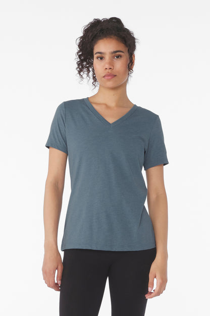 BELLA+CANVAS® Women's Relaxed Heather CVC V-Neck Tee