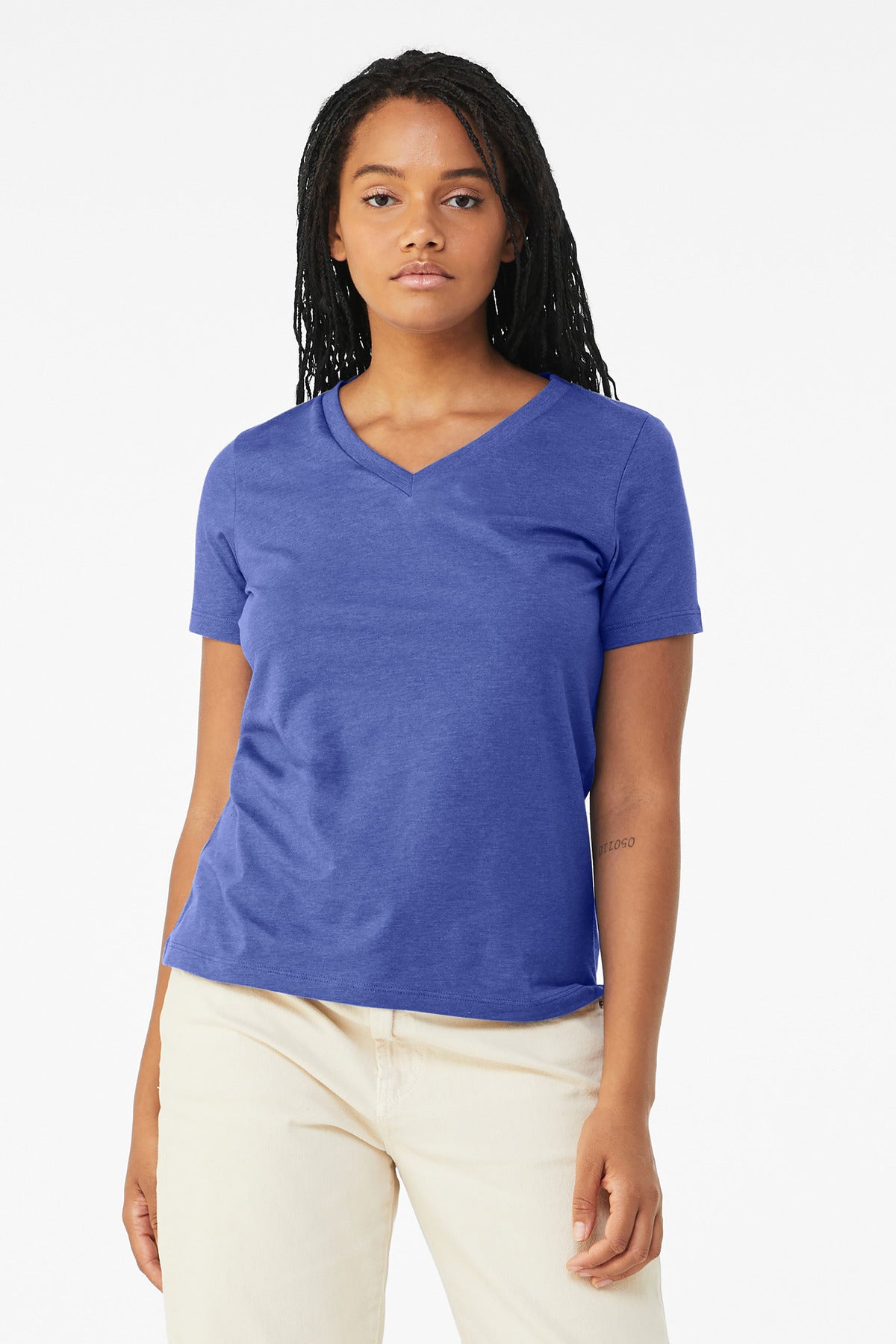 BELLA+CANVAS® Women's Relaxed Heather CVC V-Neck Tee