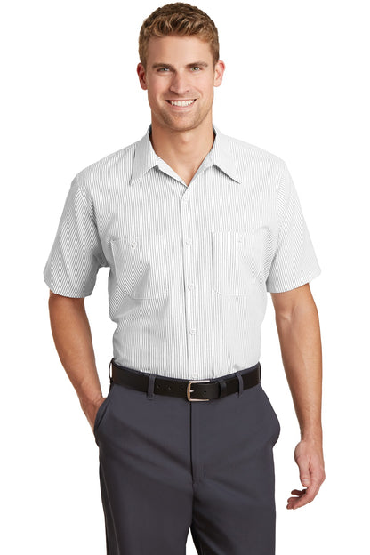 Red Kap? Short Sleeve Striped Industrial Work Shirt.  C