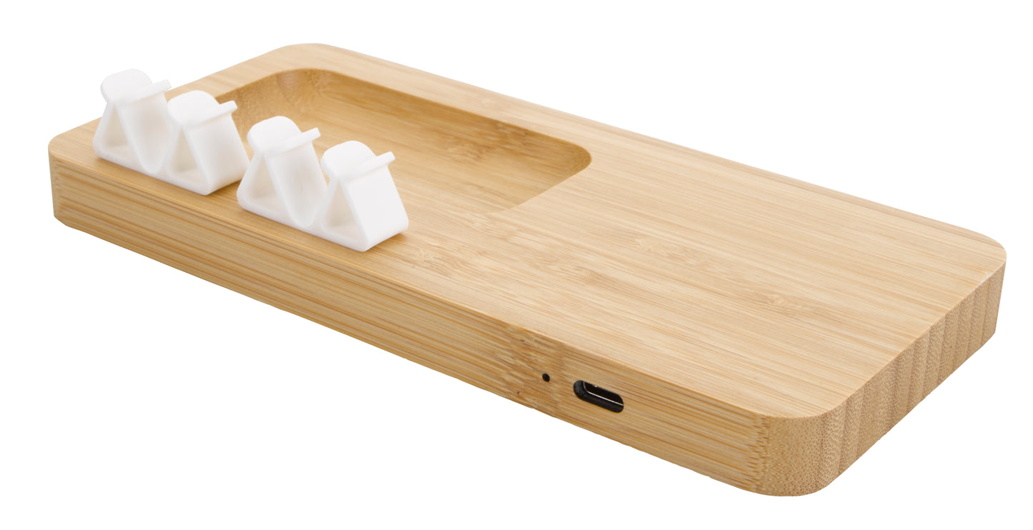Bamboo 10W Wireless Charging Pad with Cable Organizer-CTEK065