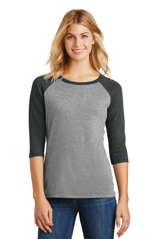 District? Women's Perfect Tri? 3/4-Sleeve Raglan. DM136