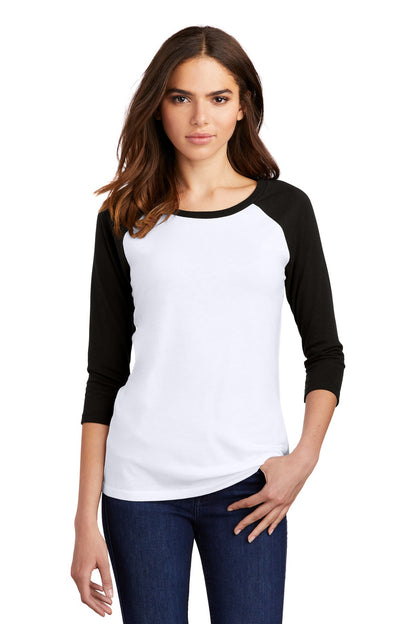 District? Women's Perfect Tri? 3/4-Sleeve Raglan. DM136