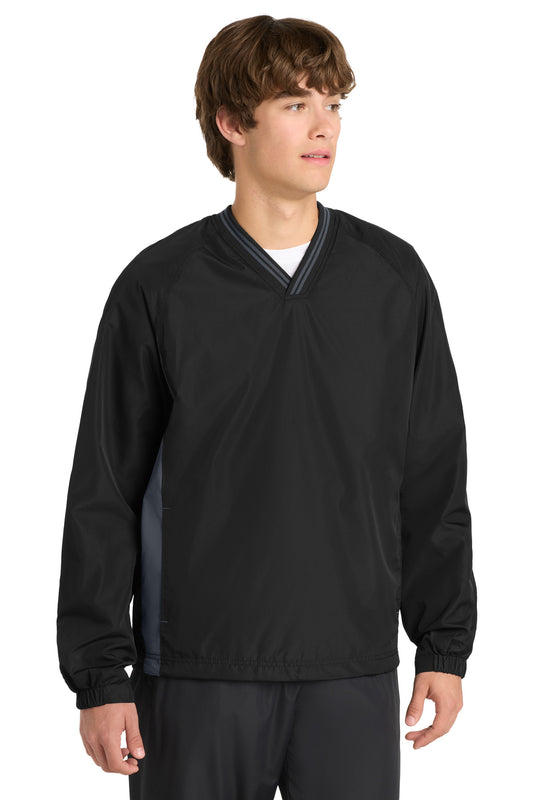 Sport-Tek® Tipped V-Neck Raglan Wind Shirt