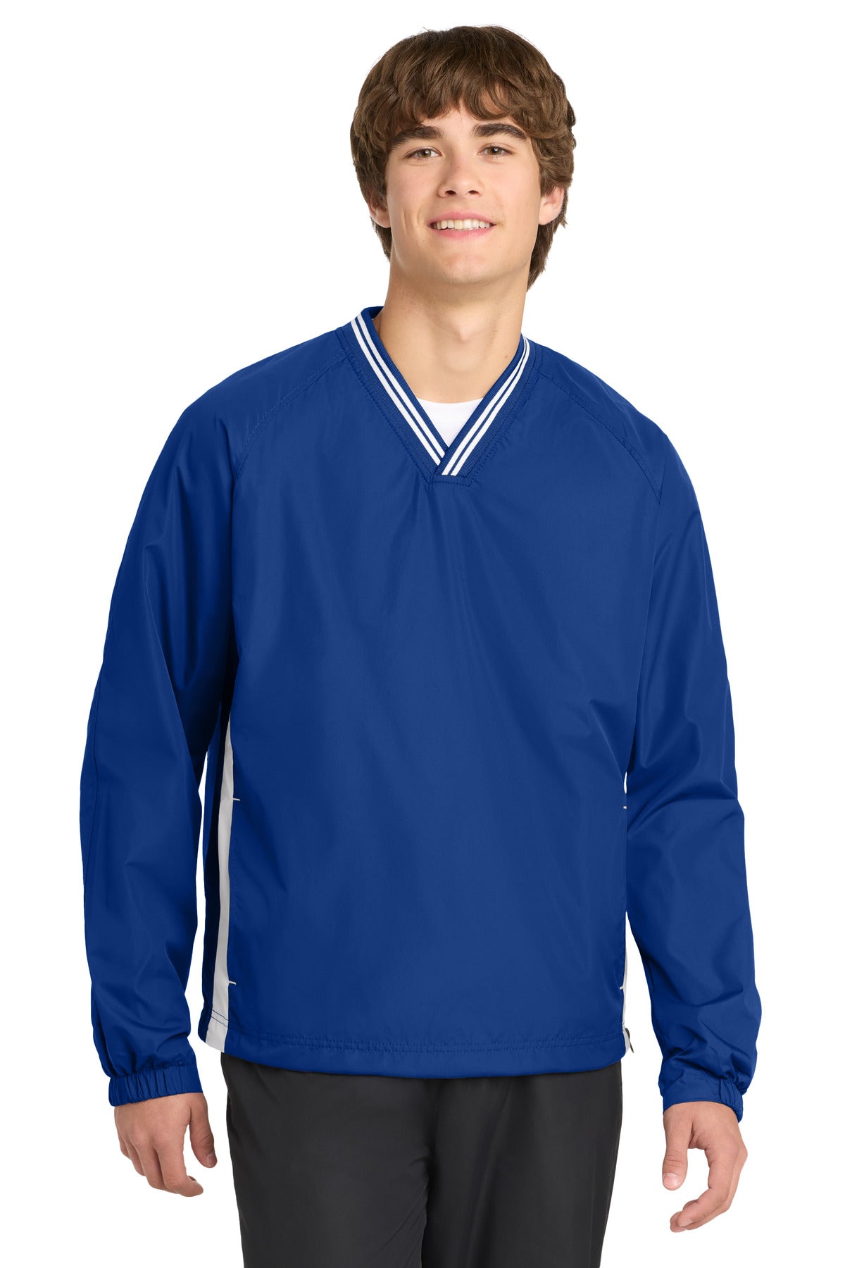 Sport-Tek® Tipped V-Neck Raglan Wind Shirt