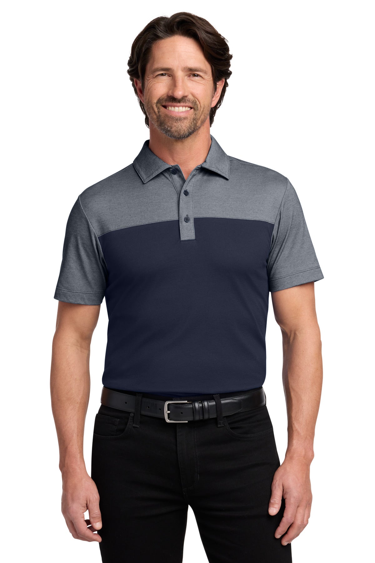 Port Authority® Fine Pique Blend Blocked Polo