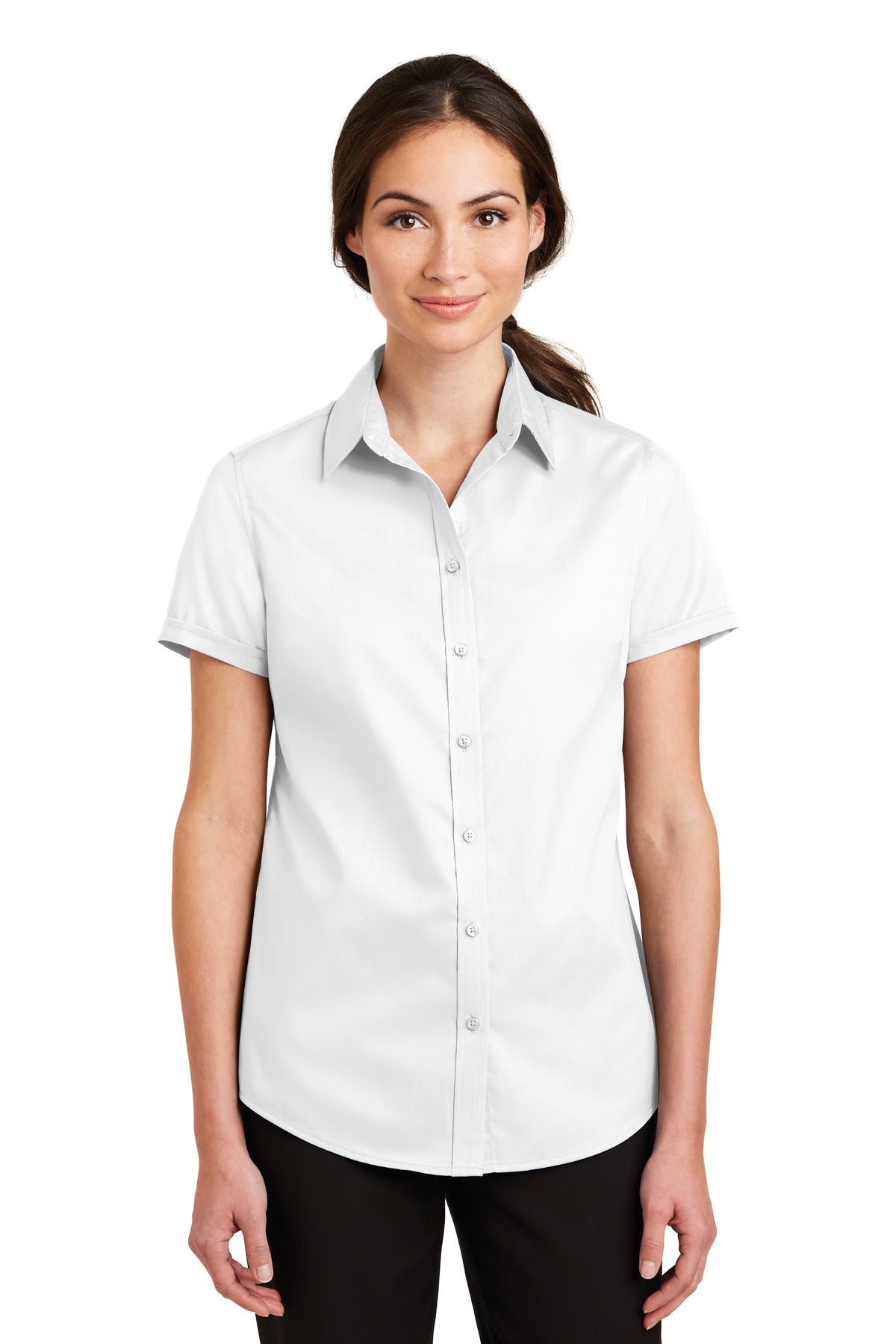 Port Authority? Women's Short Sleeve SuperPro? Twill Sh